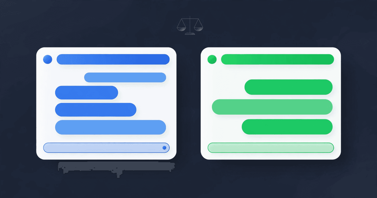 Wati vs WAbot comparison illustration, two chat windows facing each other