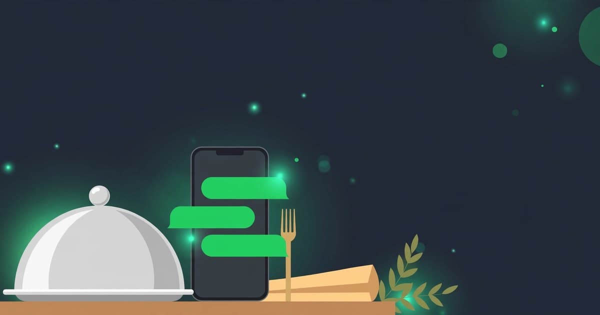 Restaurant table with food and a phone showing WhatsApp order chat