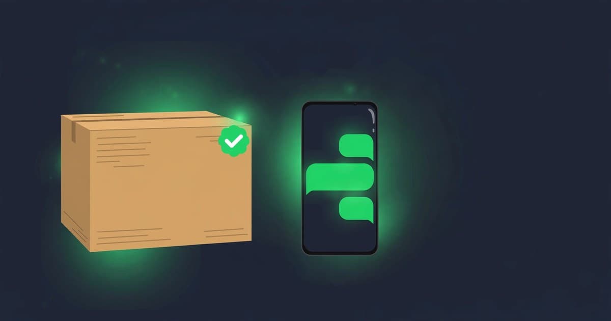 Online shopping delivery box with a phone showing WhatsApp COD confirmation chat